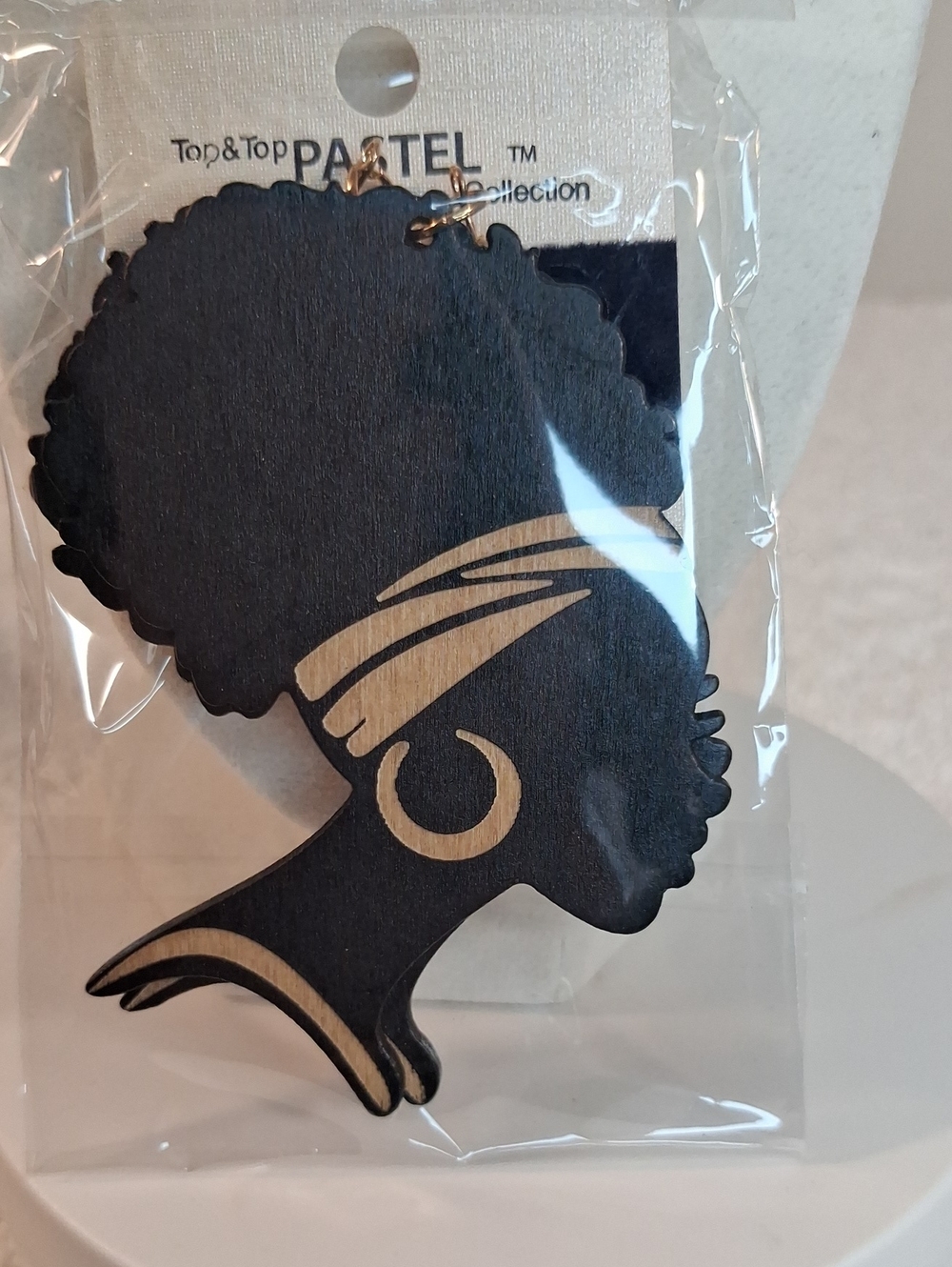 Black Afro Silhouette Wood Earrings